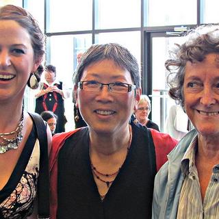 Toni, Imogene, & Gay Happy student; happy faculty! Reception at Vancouver Island Conference Centre. 