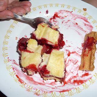 Yum! Pie! Raspberry rhubarb pie.