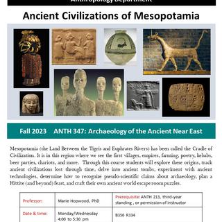 Promo flyer, ANTH 347 Ancient Civilizations of Mesopotamia, F23