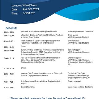 2021 Anthropology Forum program, April 30.