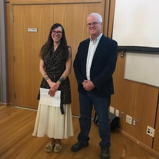 Chantelle receiving VIUFA Community Engagement Award from VIUFA President, Chris Jaeger