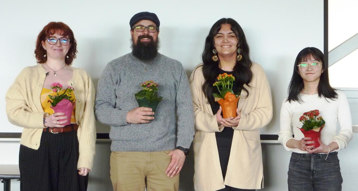 2024 Anthropology Award recipients (l-r: Halle, Curt, Destiny, &amp; Hina)